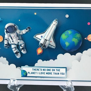 Astronaut Spaceship Birthday Boys Girls Kids Handmade 3D Birthday card