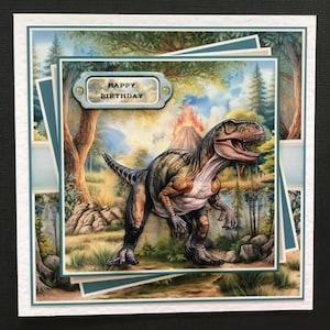 T Rex Tyrannosaurus Rex Dinosaur Handmade 3D Birthday card