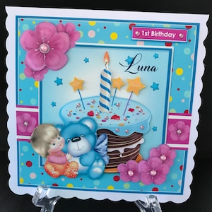 1st Birthday Age 1 PERSONALISED Unisex Boy Girl Handmade 3D Birthday Card