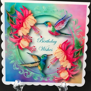Hummingbird Female Ladies Womens Handmade Birthday Card 3D