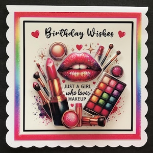 Makeup Handmade Birthday Card 3D