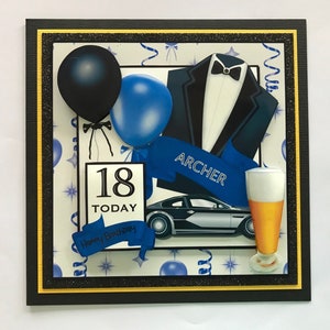 Personalised ANY AGE and NAME Classy Handmade Mans Boys 3D Birthday Card