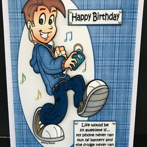 Birthday Card 3D Teen Teenager Boy Handmade 3D Birthday card