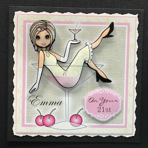 21 21st Birthday Female Girls Handmade 3D Birthday card