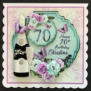 70 70th Birthday Card Handmade 3D Female CAN BE PERSONALISED with any Name