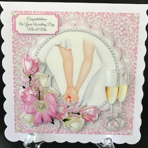 LGBT Wedding Card 3D Mrs & Mrs Handmade Can be Personalised with Names and Date