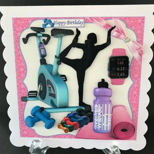 Gym Fitness Crossfit Daughter Granddaughter Female Handmade 3D Birthday Card PERSONALISED with any Name