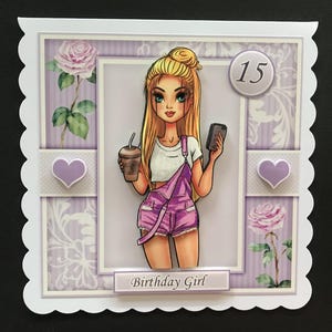 11 12 13 14 15 16 17 years Teen Teenager Girl Handmade 3D Age Birthday Card