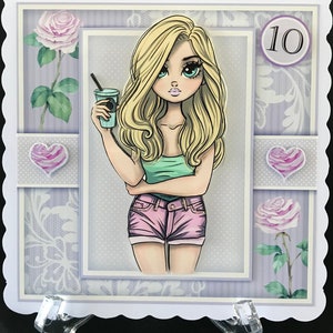 10  11 12 13 14 15 16 17 Daughter Granddaughter Age Teen Girl Handmade 3D Birthday Card