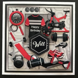 Crossfit Gym Weightlifting Handmade 3D Birthday Card