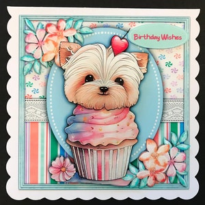 Dog Girls Female Birthday Card Handmade 3D