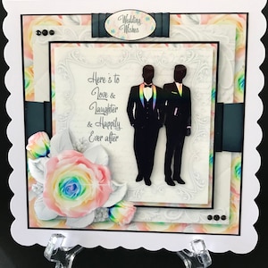 LGBT Wedding Card 3D Mr & Mr Handmade 3D Can be Personalised with Names