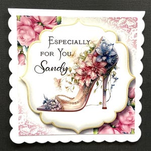 Handmade Cards Birthday Female Shoes Fashion 3D Birthday Card