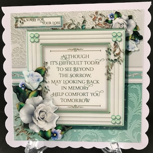 Sympathy Condolence Thinking of You Handmade 3D Card Sympathy Card 3D Handmade