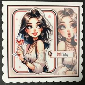 21 21st Birthday Female Girls Handmade 3D Birthday card 3D