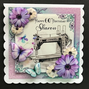 Sewing Machine Craft Sewing Handmade 3D Birthday card
