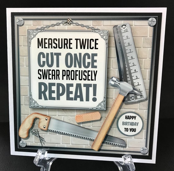 Carpenter Handyman Handmade 3D Birthday Card