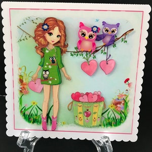 Cute Girls Daughter Granddaughter 3D Birthday Cards