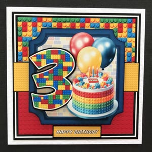 Lego Birthday Cake Ages 1 2 3 4 5  Handmade 3D Birthday Card