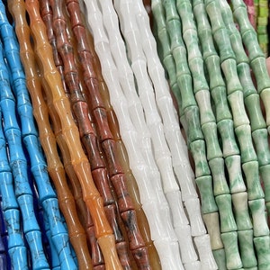 Natural Agate Stone cylinder bamboo knot shape beads,5*12mm,6*12mm ,8*12mm,Yellow jade ,blue turquoise, Aventurine ,15 inches one strands