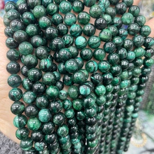 Natural Emerald smooth round beads , Genuine emerald green loose beads 6mm(63pcs)8mm(47pcs)10mm(37pcs),15 inches