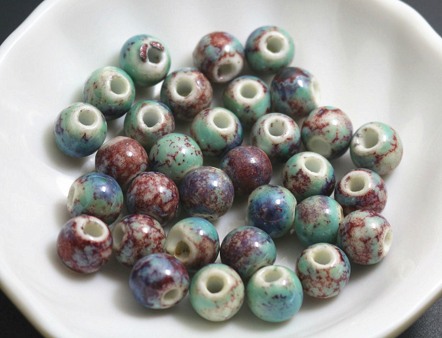 100PCS Decorative Round Small Beads For Jewelry Making DIY Ceramic Bead