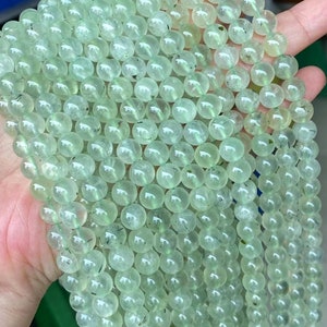 Natural Genuine AAA Prehnite Smooth Round Loose Beads 4mm 6mm 8mm 10mm 12mm 14mm, 15 inches
