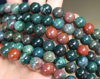 Natural Bloodstone Beads 6mm 8mm 10mm 12mm Smooth and Round Beads-15 Inches Full Strand