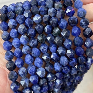 Natural Blue Sodalite Faceted Star Cut Nugget Beads ,Diamond Loose Blue Sodalite Beads-15inch  full strand