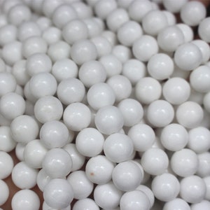 White porcelain Chalcedony Beads, White porcelain jade Round smooth Beads 4mm 6mm 8mm 10mm 12mm 14mm,15 inches one strands