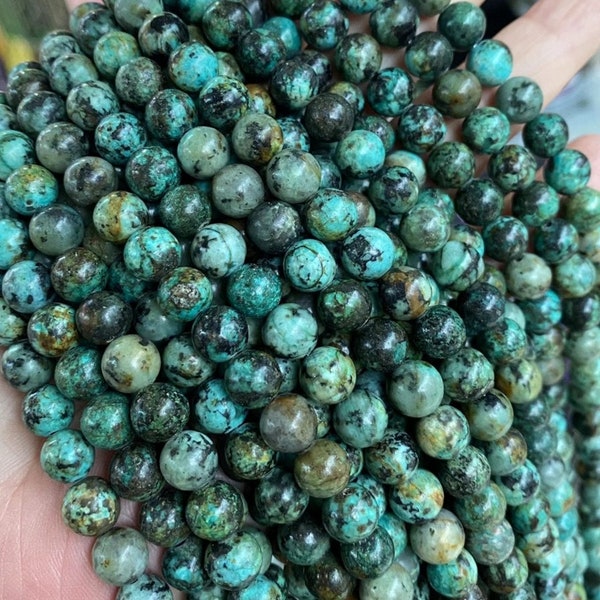 4mm 6mm 8mm 10mm 12mm Natural Africa Turquoise Smooth and Round stone Beads , 15 Inch Full Strand