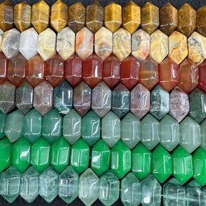 Natural agate Quartz Double Terminated Point Beads Gemstone 15 inches,10×20mm