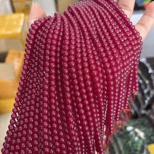 Natural Genuine red corundum smooth round beads 3mm 4mm 6mm 8mm 10mm,Rare Ruby round loose beads,15 inches one strands