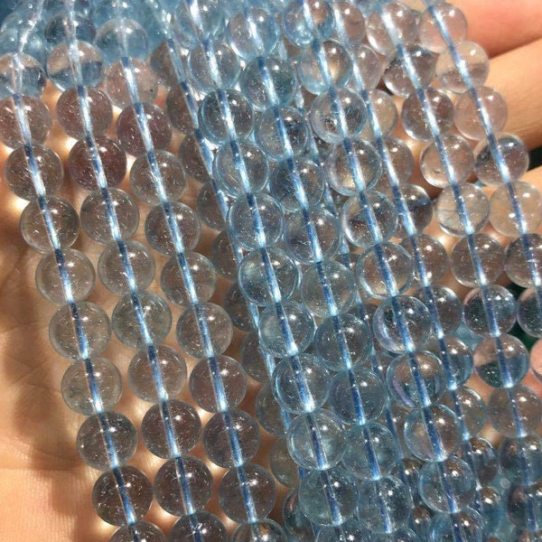 Quartz topaze bleue naturelle perles lisses et rondes 6mm 8mm 10mm perles, brins complets de 15 pouces