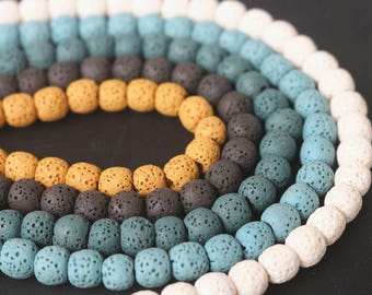 Lava Stone Beads, Round Volcanic Rock Beads, 15 inches