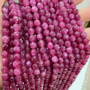 Pink Tourmaline Faceted Round Beads 6mm 8mm 10mm,Faceted Pink Tourmaline Quartz Loose Beads,15 inches