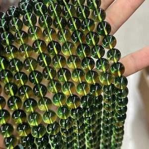 Heated Yellow Green Quartz Smooth round loose beads 10mm,15 inches one strands