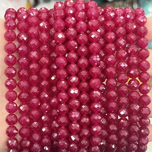 Natural Genuine red corundum faceted spacer beads,red ruby faceted round micro beads,2mm 3mm 4mm 6mm,15 inches one strands