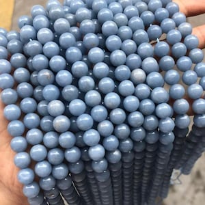 Natural Blue Angelite round beads 4mm 6mm 8mm 10mm 12mm 14mm ,Angelite loose Beads,15 inches one strand