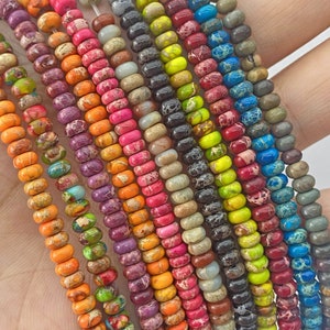2*4mm Emperor Stone Smooth Rondelle Gemstone Beads,Sea Sediment Imperial Jasper Spacer Beads,Aqua Terra Jasper Beads,15 inches Approx 145pcs