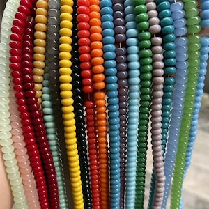 10 hebras/5 x 8 mm de vidrio liso, cuentas de ábaco sueltas espaciadoras de color rojo y naranja, 15 pulgadas