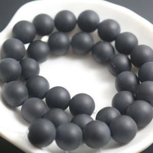Matte Black Onyx Beads 6mm 8mm 10mm 12mm 14mm 16mm 18mm 20mm Matte Agate Round Beads -15&#39;&#39; Full Strand