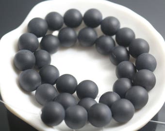 Gefrostete schwarze Onyx Perlen für die Schmuckherstellung 4-20 mm, 15 '' Strang
