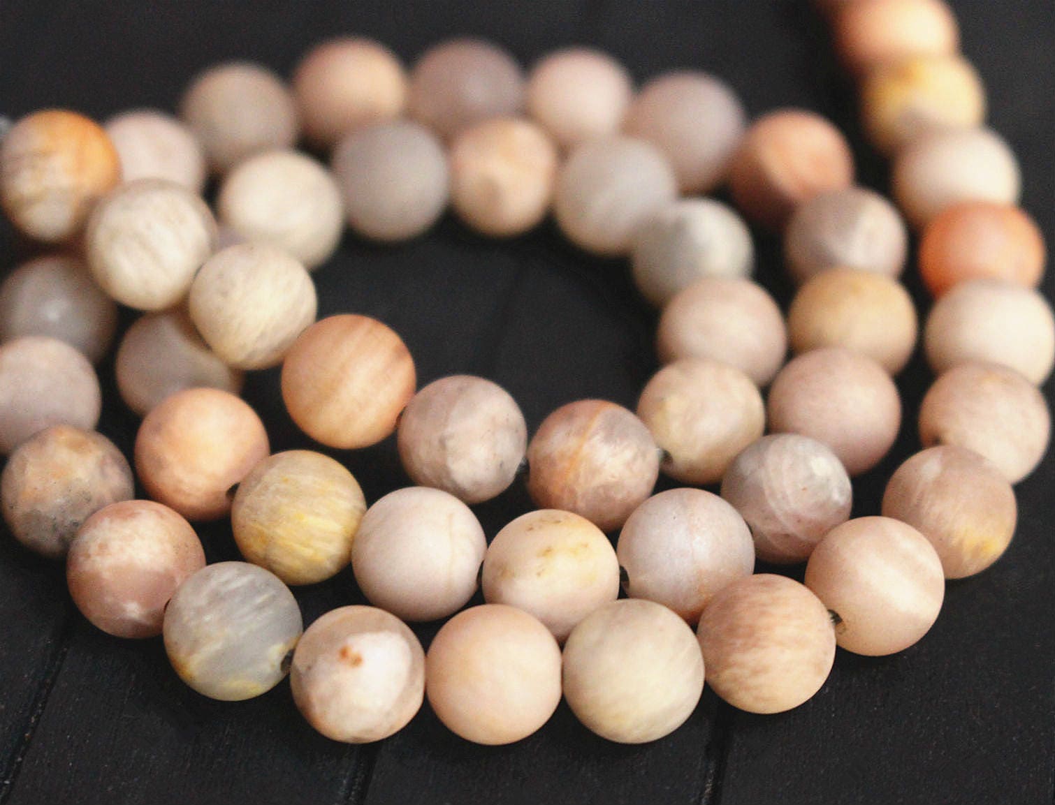 Natural Round Frosted Matte Sunstone Loose Beads for Jewelry Making DIY 15" SD 