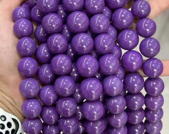 Genuine A Grade Purple phosphosiderite Smooth round 9mm 10mm 12mm 16mm loose Beads ,15 Inch Full Strand