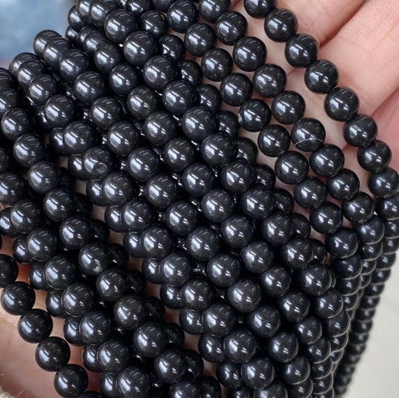Genuine Natural Shungite Beads – 4mm To 12mm Round For Jewelry Making (15" Strand)