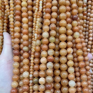 Natural Red Aventurine Gemstone Beads,3mm 4mm 6mm 8mm 10mm 12mm Smooth and Round Stone Beads,15 Inches Full Strand.