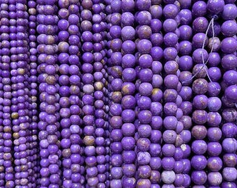 Natural Purple phosphosiderite 4mm 6mm 8mm 10mm smooth Round Beads -15 Inch Full Strand
