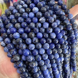 Natural Blue Sodalite Beads 4mm 6mm 8mm 10mm 12mm 14mm Round Gemstone,15 Inch One Strand