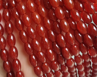 Naturalne czerwone koraliki ryżowe z karneolu, luzem, 15'' pełny sznur